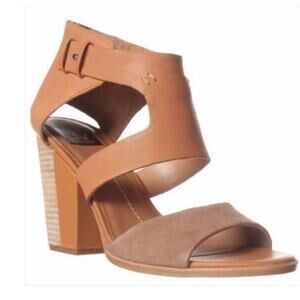Dolce Vita Parissa Ankle Strap Sandals Suede Leather Block Heel Taupe Honey 7